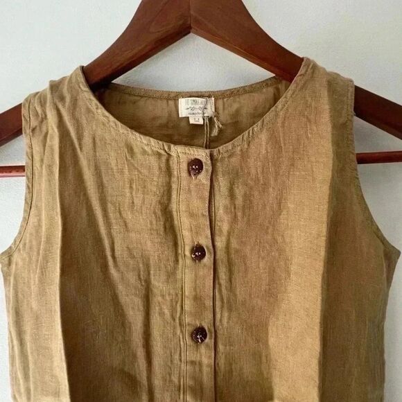 NWT The Simple Folk Freedom Romper Camel  7/8 y Organic Linen - Picture 3 of 7